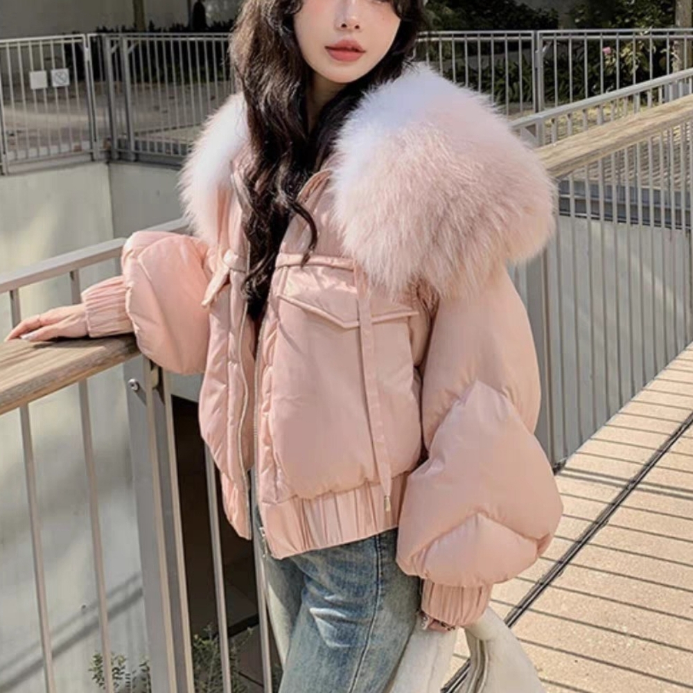 White Goose Down Coat Real Fox Fur Collar Coat Thick Fashion 2025 New Winter - Picture 9 of 12